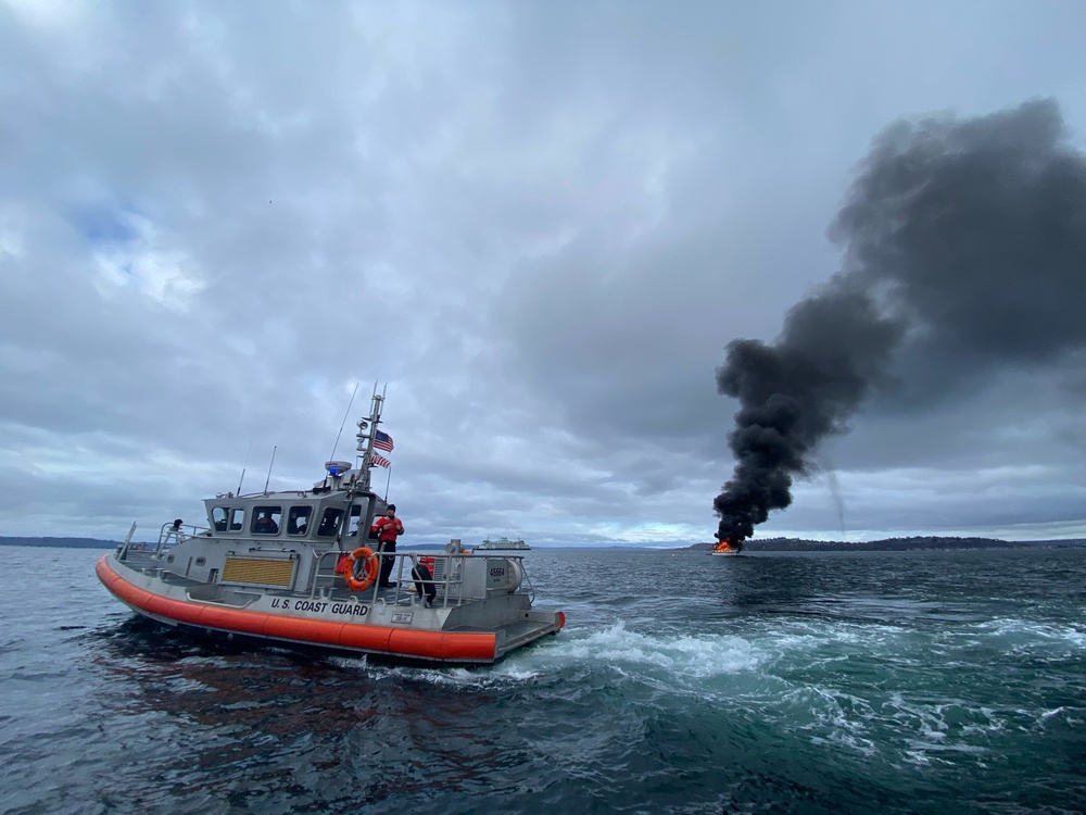 Coast Guard and Partner Agencies Respond to Boat Fire Near Seattle