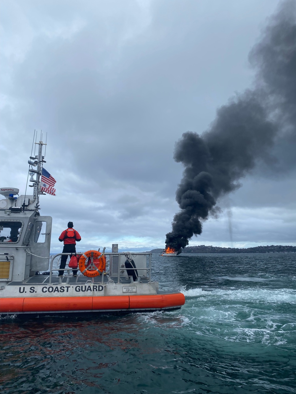 Coast Guard and Partner Agencies Respond to Boat Fire Near Seattle