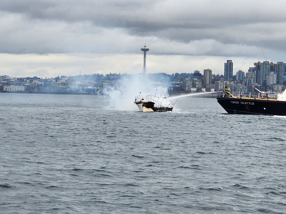 Coast Guard and Partner Agencies Respond to Boat Fire Near Seattle