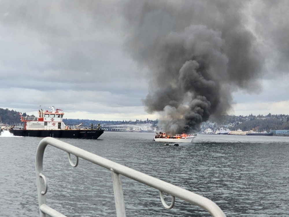 Coast Guard and Partner Agencies Respond to Boat Fire Near Seattle