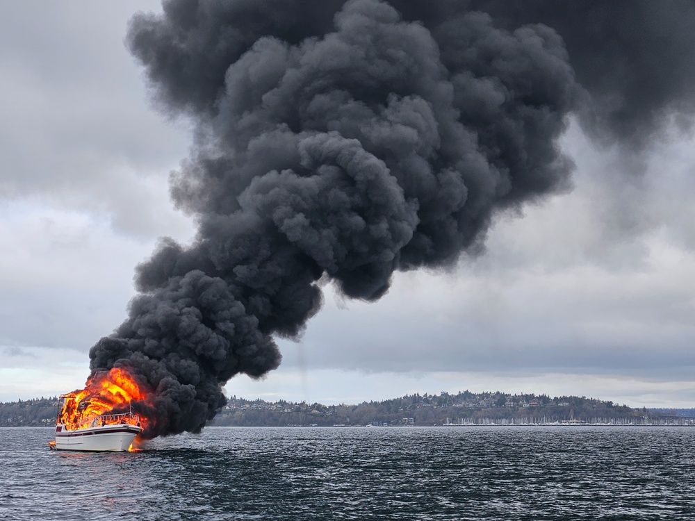 Coast Guard and Partner Agencies Respond to Boat Fire Near Seattle