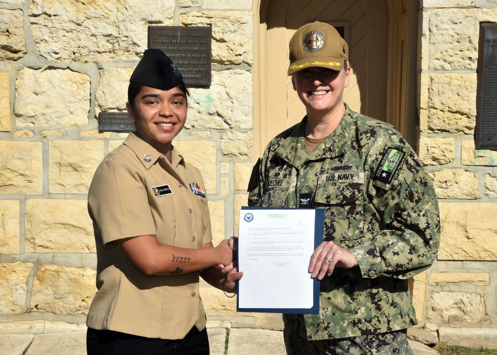 HM2 Alyssa Ziska-Ortega of Laredo, Texas promoted to Petty Officer First Class