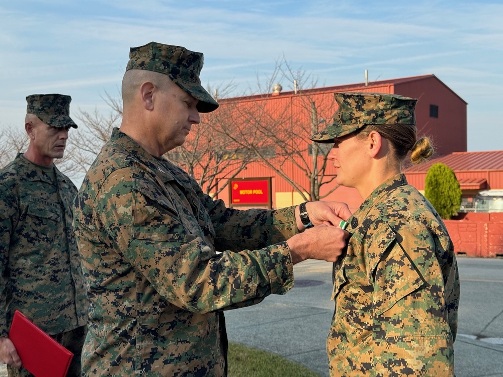 Gunnery Sgt. Rundell Receives the Navy and Marine Corps Commendation Medal.