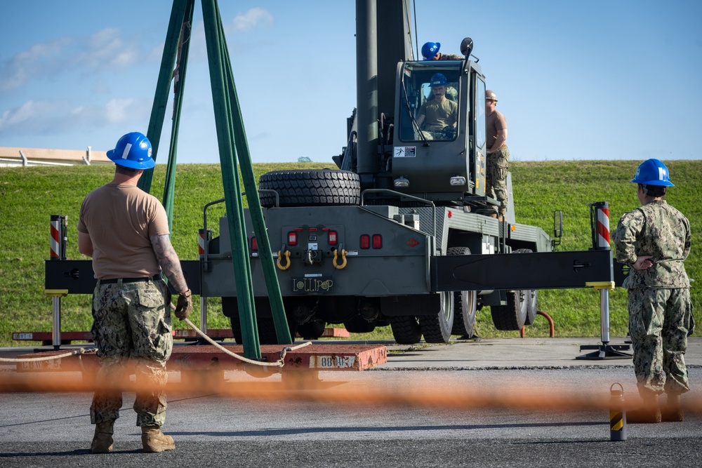 Seabees from NMCB-3 and NMCB-5 Complete Crane Certifications During Turnover Operation