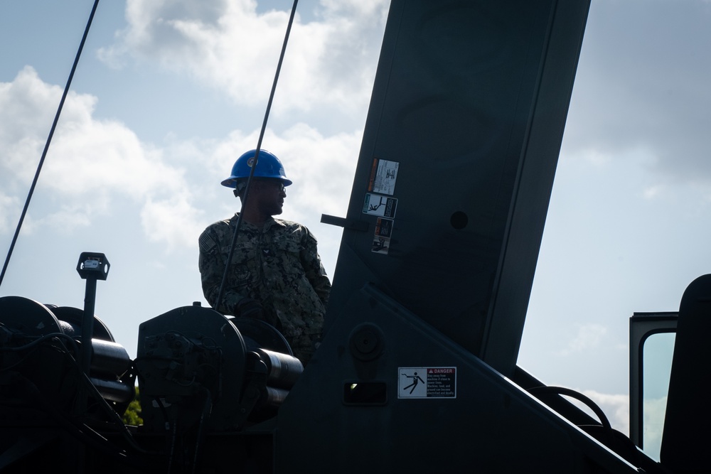 Seabees from NMCB-3 and NMCB-5 Complete Crane Certifications During Turnover Operation