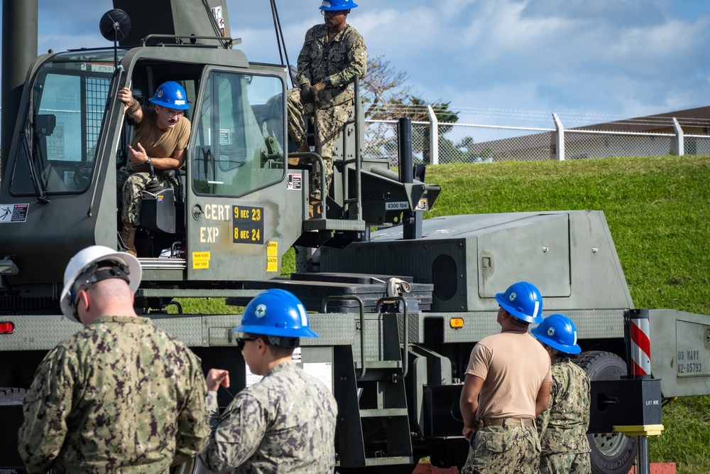 Seabees from NMCB-3 and NMCB-5 Complete Crane Certifications During Turnover Operation