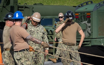 Seabees from NMCB-3 and NMCB-5 Complete Crane Certifications During Turnover Operation