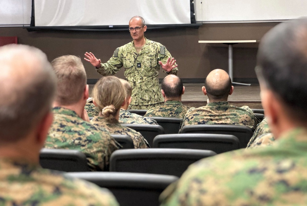 14th chief of Navy Medical Corps meets medical leaders at Camp Pendleton in final visit as corps chief