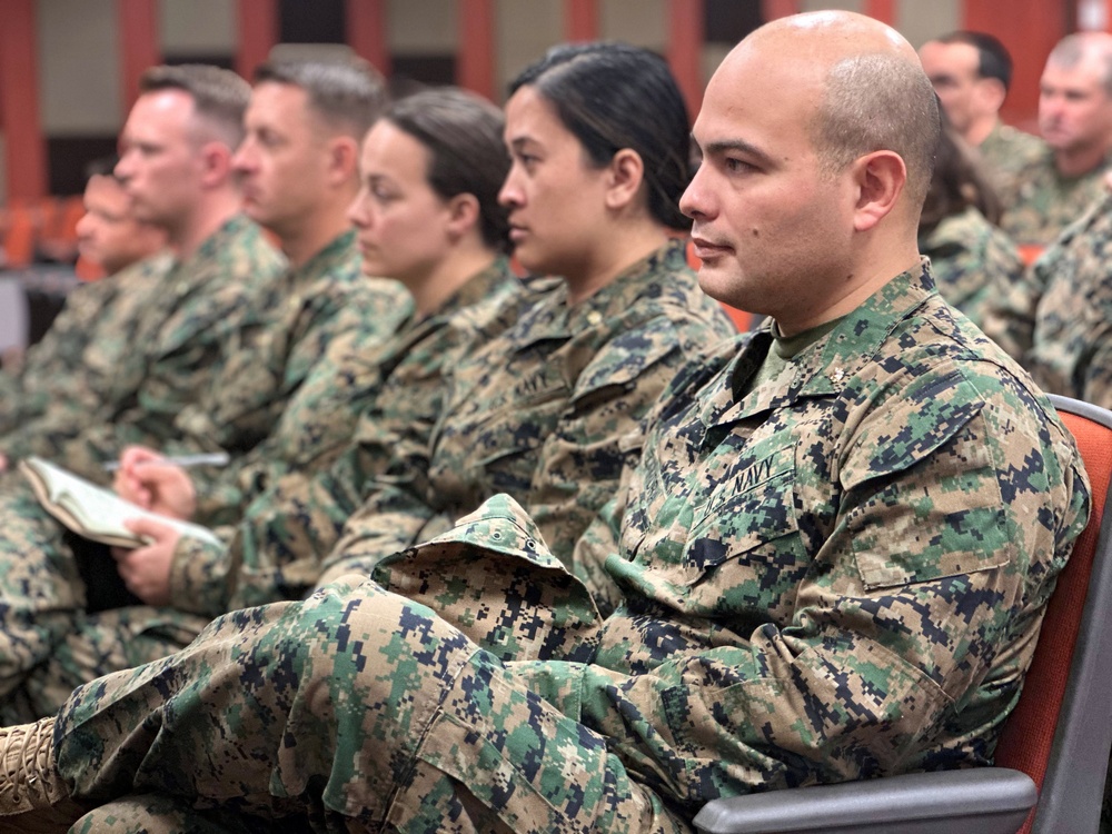 14th chief of Navy Medical Corps meets medical leaders at Camp Pendleton in final visit as corps chief