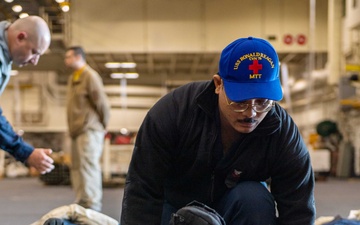 USS Ronald Reagan (CVN 76) conducts a force protection drill