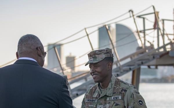 U.S. Secretary of Defense Lloyd Austin visits servicemembers in Japan; thanks U.S. Army’s 5th Composite Watercraft Company