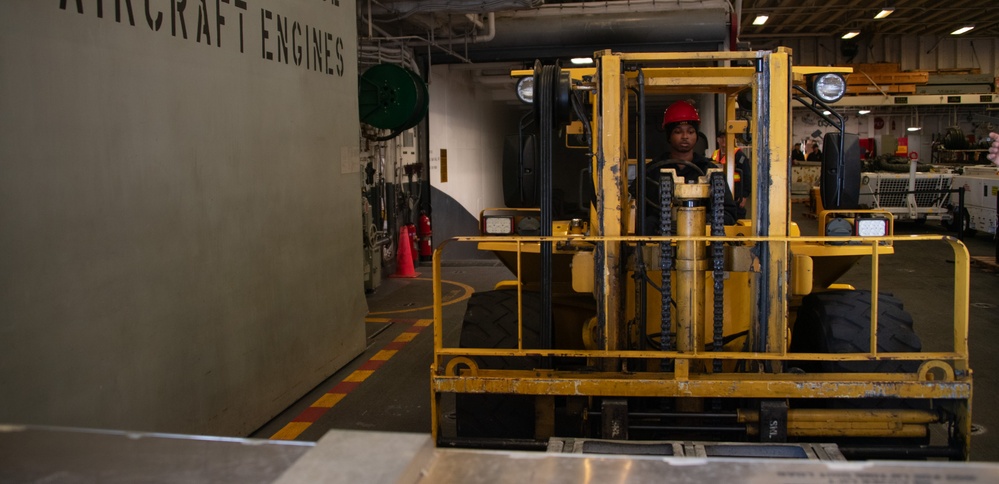 USS America (LHA 6) Conducts Ordnance Handling