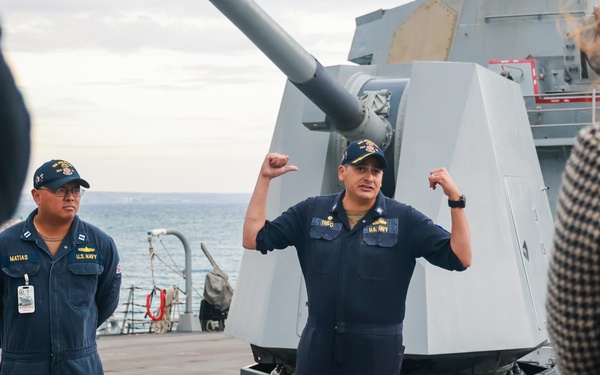 The USS Bulkeley hosts Col. K. C. Evans and other Distinguished Guests