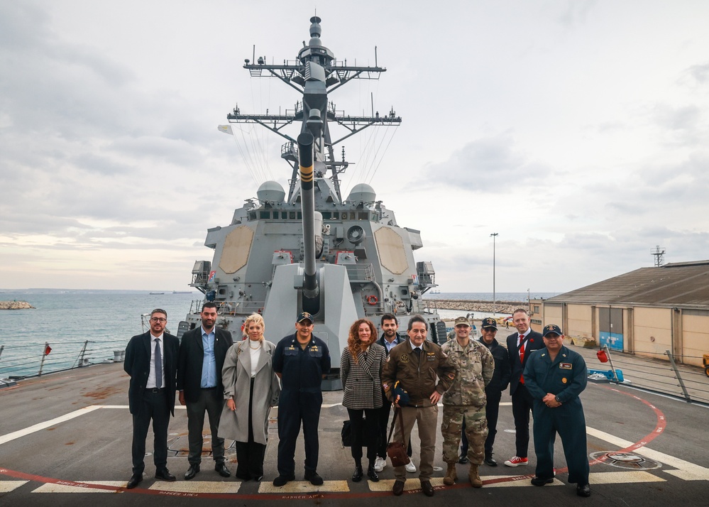 The USS Bulkeley hosts Col. K. C. Evans and other Distinguished Guests