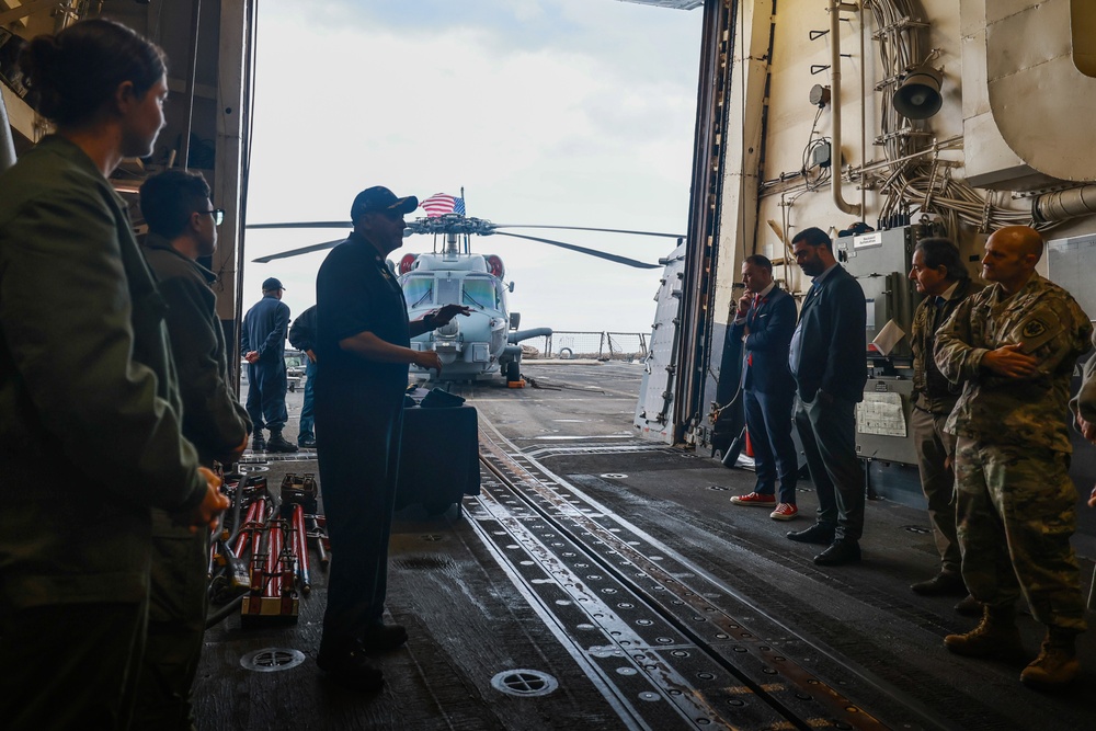 The USS Bulkeley hosts Col. K. C. Evans and other Distinguished Guests