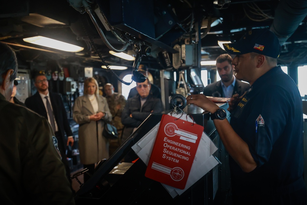 The USS Bulkeley hosts Col. K. C. Evans and other Distinguished Guests