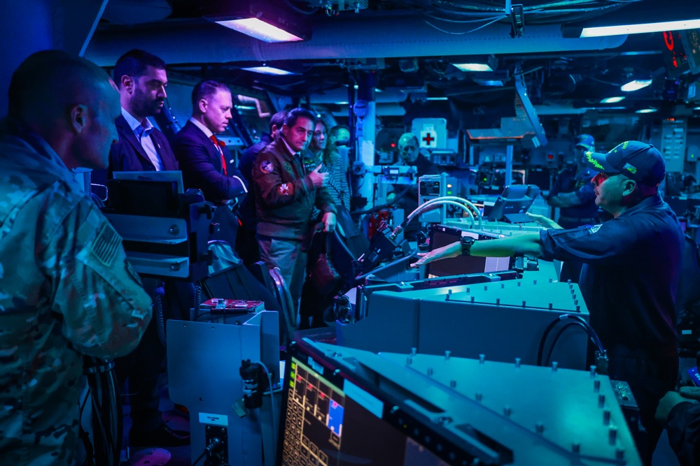 The USS Bulkeley hosts Col. K. C. Evans and other Distinguished Guests