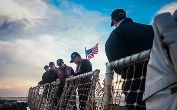 USS Bulkeley departs from Larnaca, Cyprus