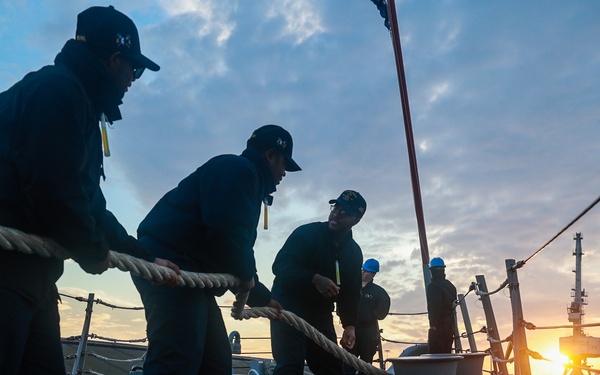 USS Bulkeley departs from Larnaca, Cyprus
