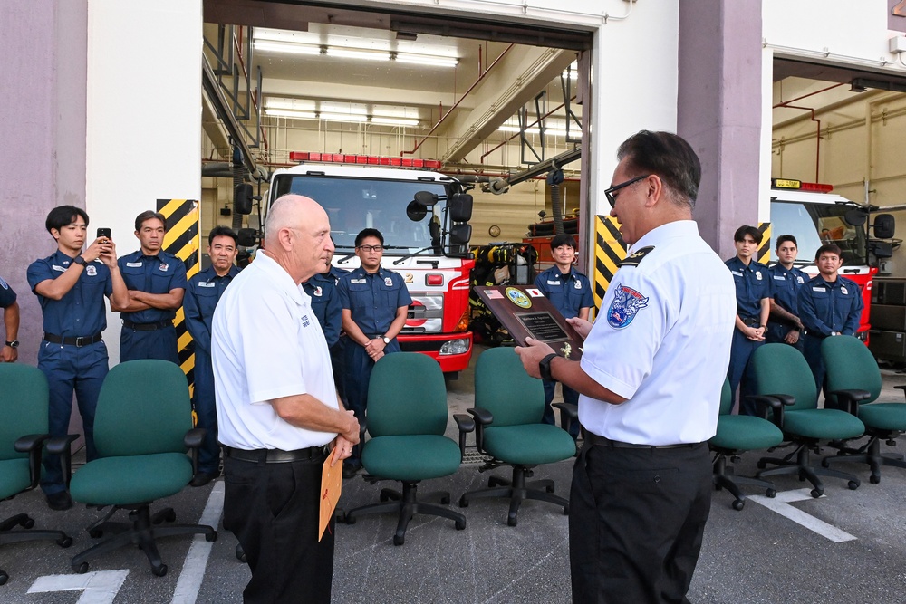 U.S. Army Garrison Okinawa, Matthew Spreitzer, Fire and Emergency Services chief, receives a Farewell