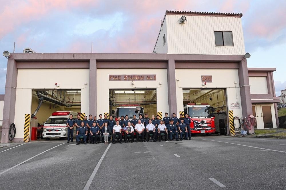 U.S. Army Garrison Okinawa, Matthew Spreitzer, Fire and Emergency Services chief, receives a Farewell