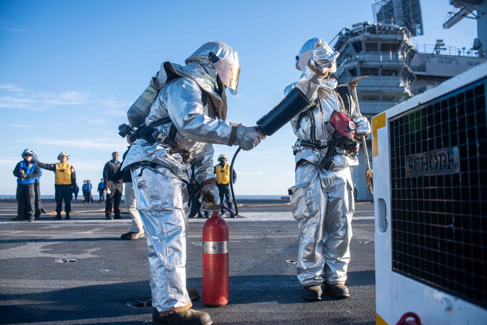 USS Ronald Reagan (CVN 76) conducts flight deck drills