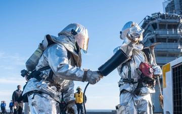 USS Ronald Reagan (CVN 76) conducts flight deck drills