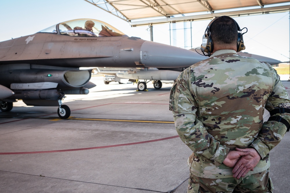 F-16 prepares to takeoff