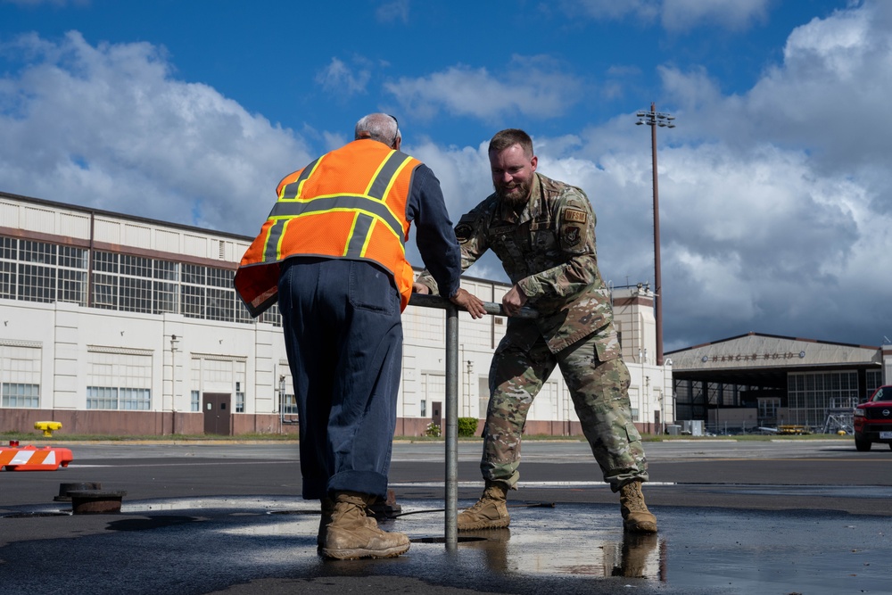 647th Civil Engineer Squadron repairs flightline