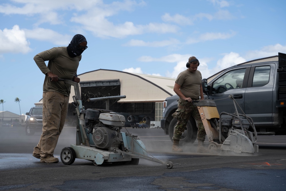 647th Civil Engineer Squadron repairs flightline