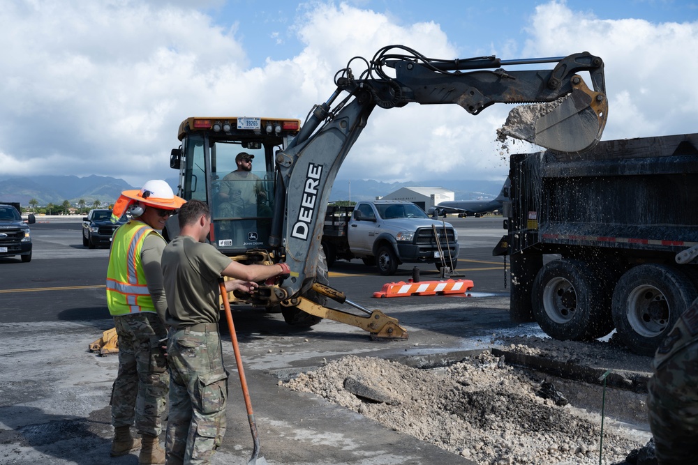 647th Civil Engineer Squadron repairs flightline