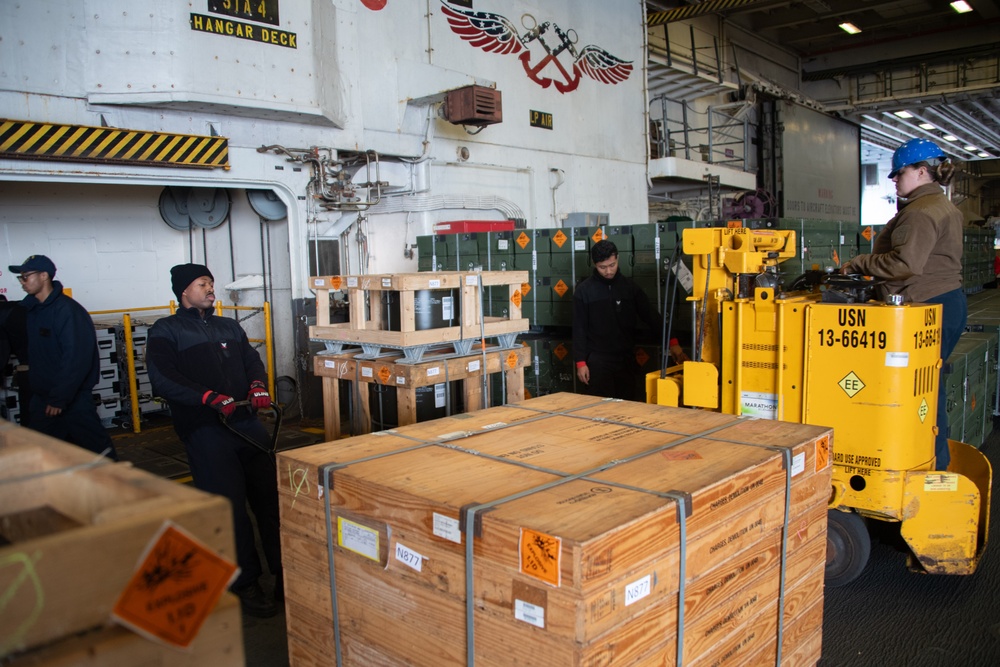 USS America (LHA 6) Conducts Ordnance Handling