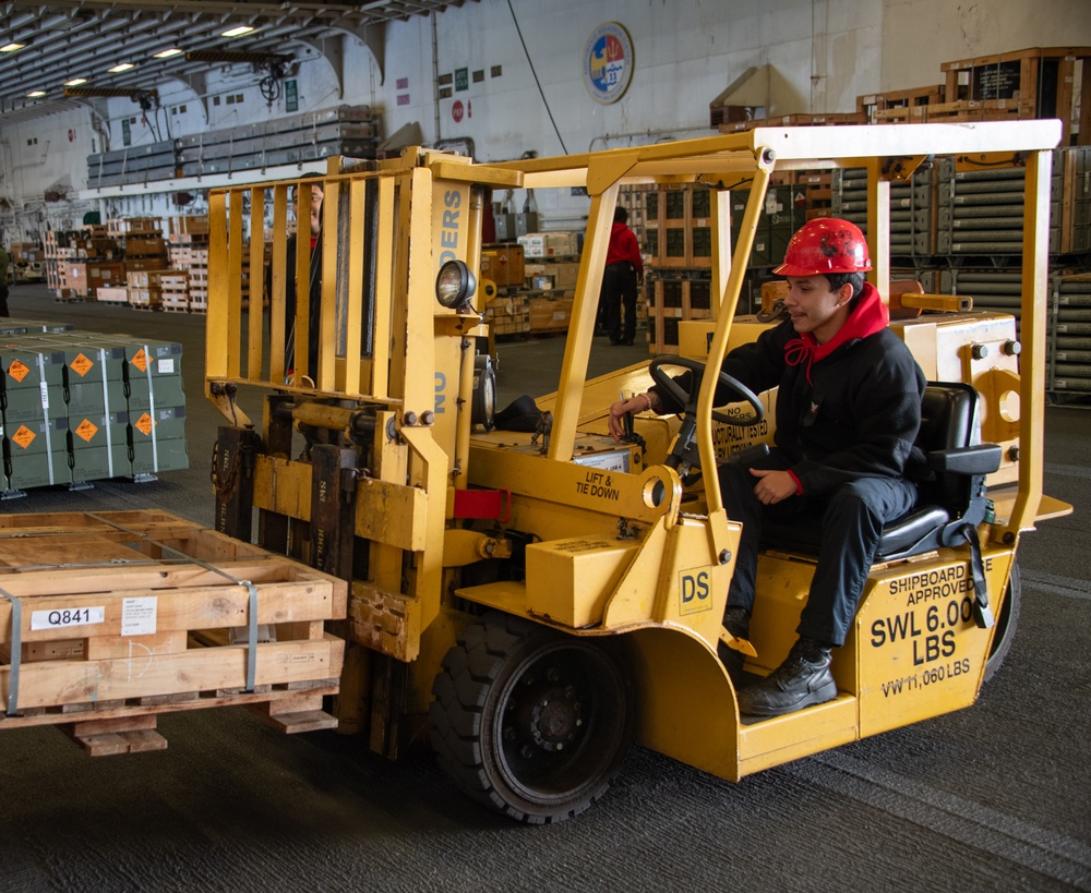 USS America (LHA 6) Conducts Ordnance Handling