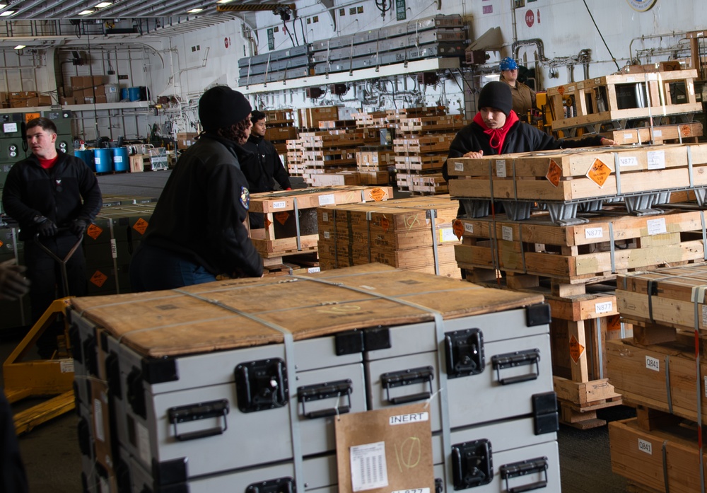 USS America (LHA 6) Conducts Ordnance Handling