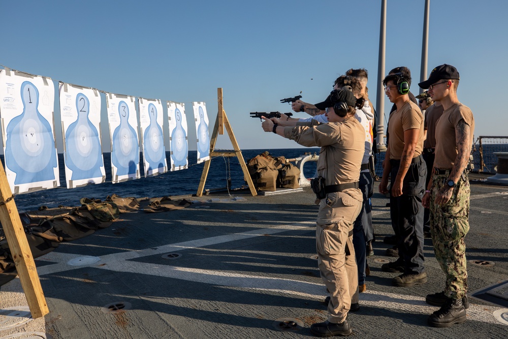 Small Arms Qualification aboard the USS Cole