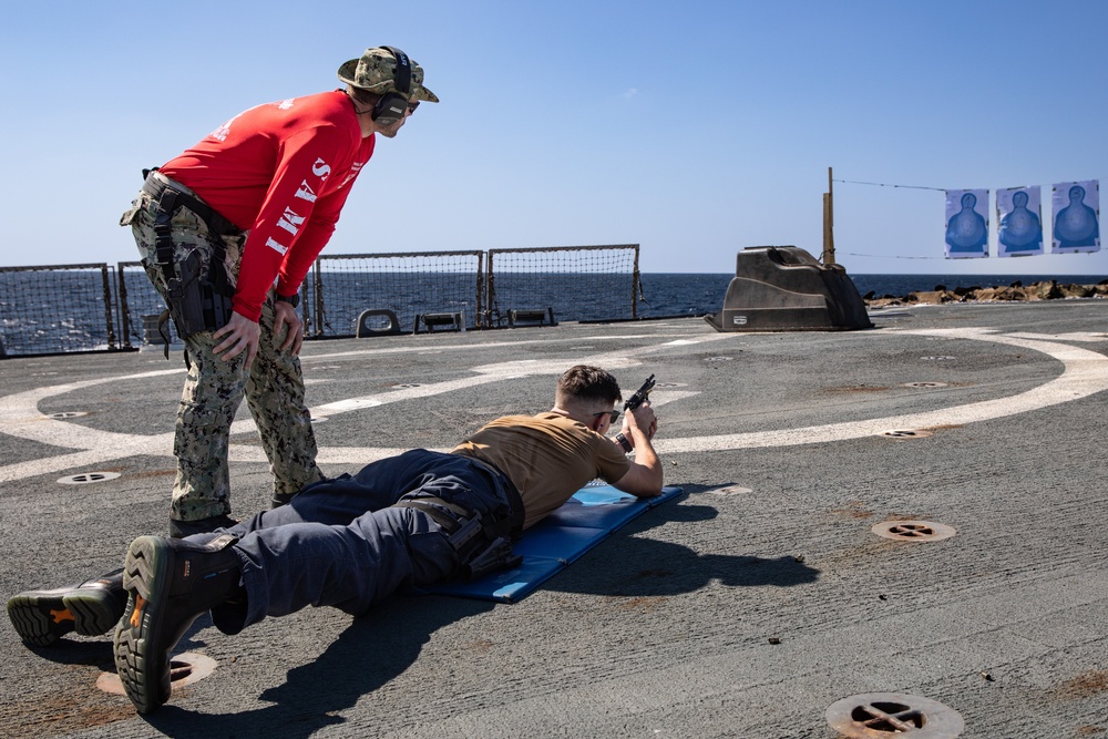 Small Arms Qualification aboard the USS Cole