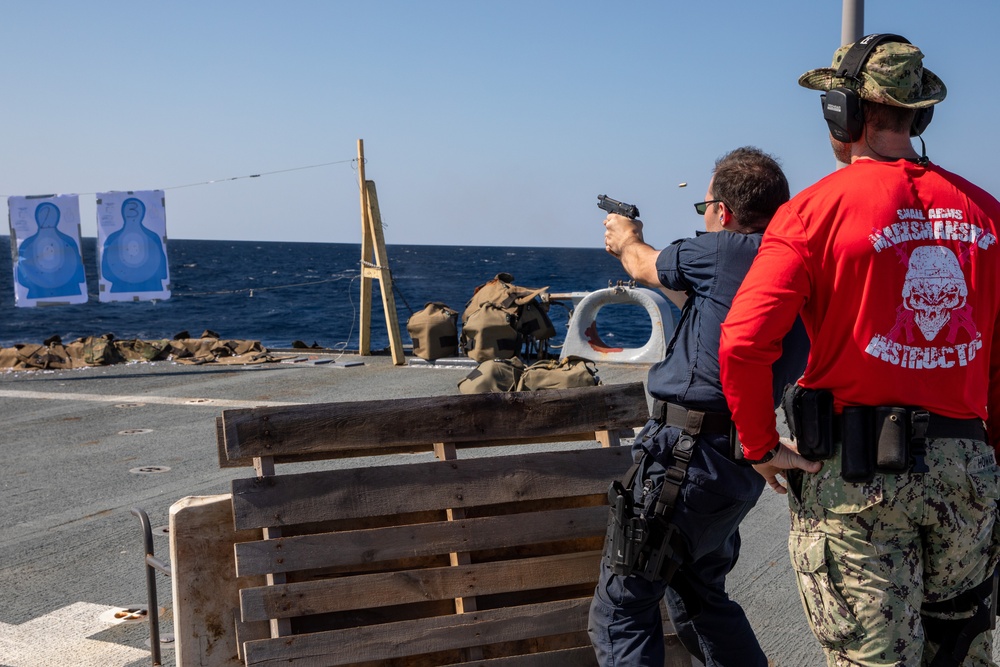 Small Arms Qualification aboard the USS Cole