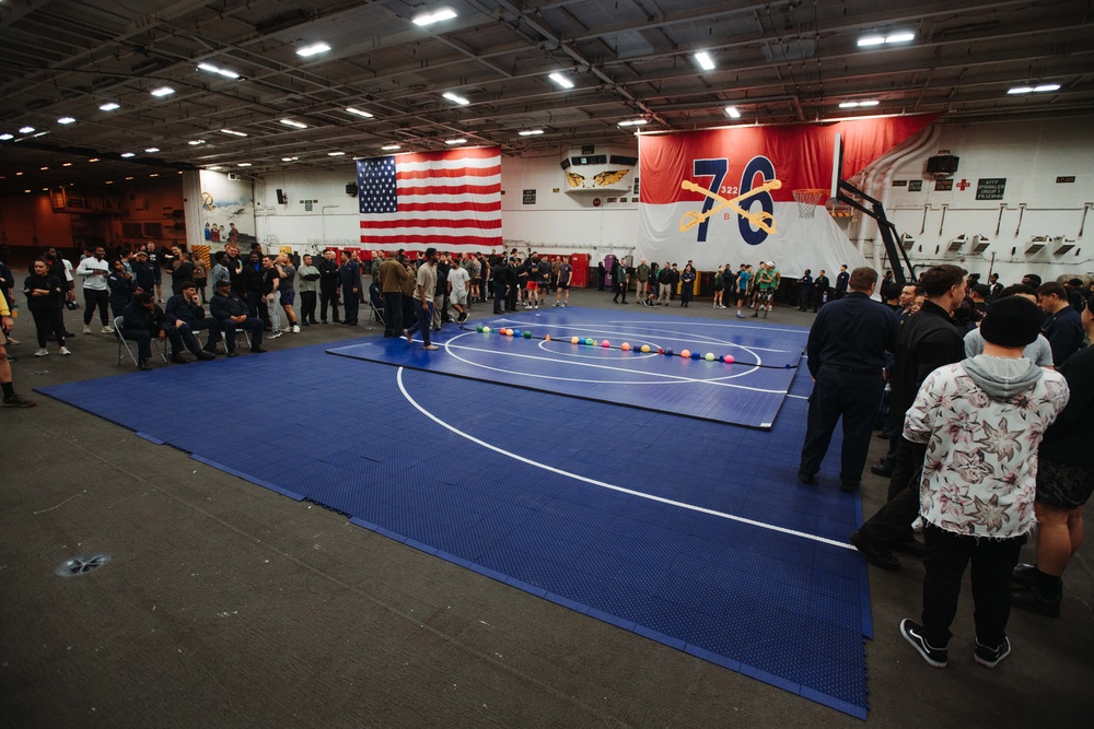 USS Ronald Reagan (CVN 76) hosts a dodgeball tournament