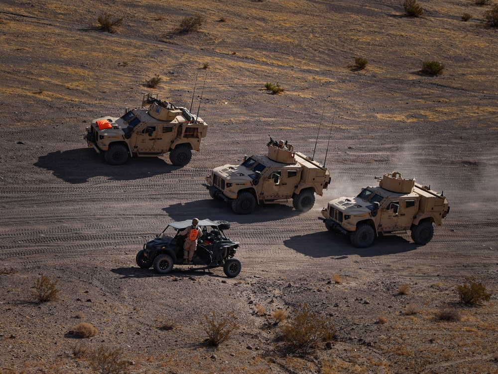 U.S. Marines with 2nd Battalion, 23rd Marine Regiment conduct motorized operations on Noble’s Pass for upcoming deployment