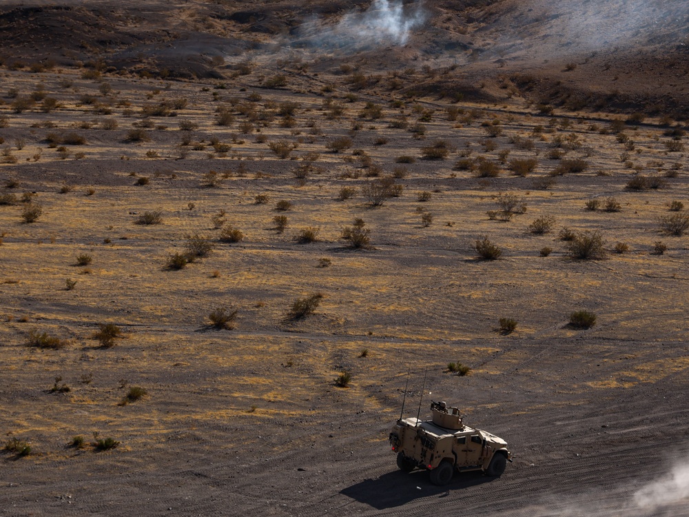 U.S. Marines with 2nd Battalion, 23rd Marine Regiment conduct motorized operations for upcoming deployment