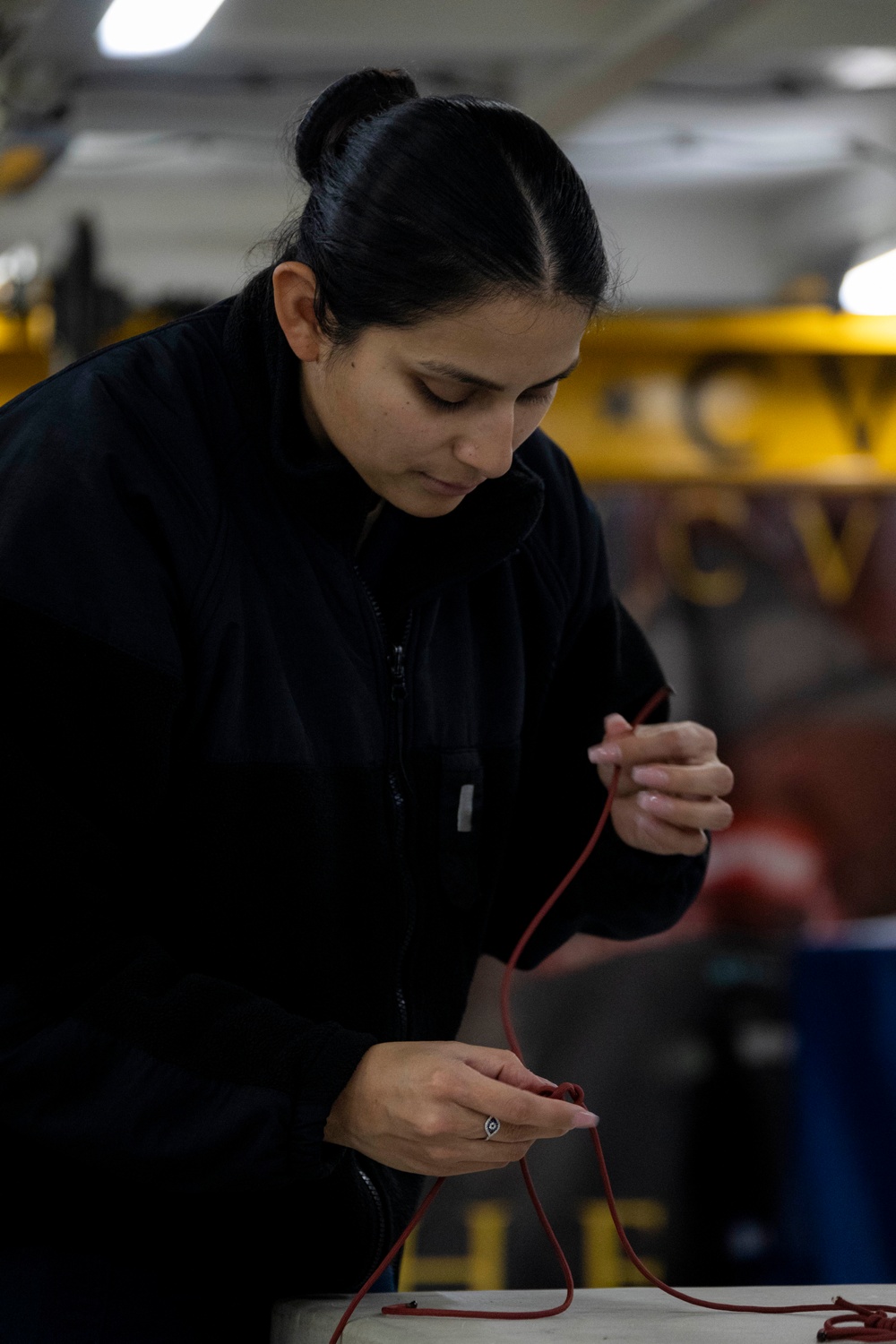 Distinguished Visitors tie lines aboard USS Gerald R. Ford (CVN 78)