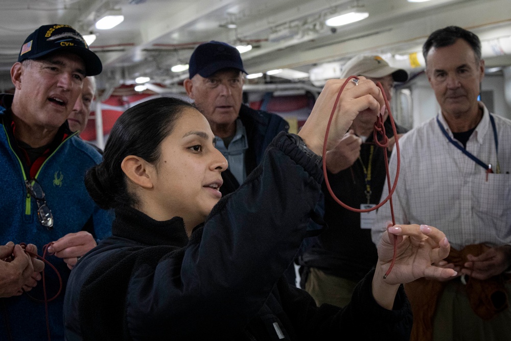 Distinguished Visitors tie lines aboard USS Gerald R. Ford (CVN 78)