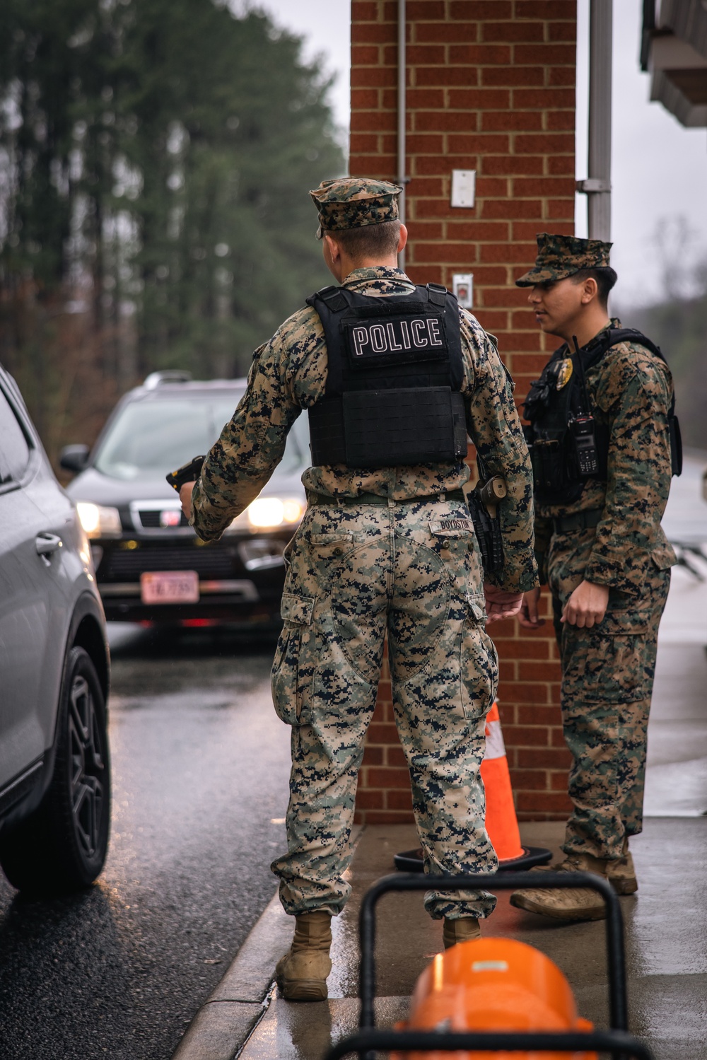 Military Police Officers stand guard at MCBQ