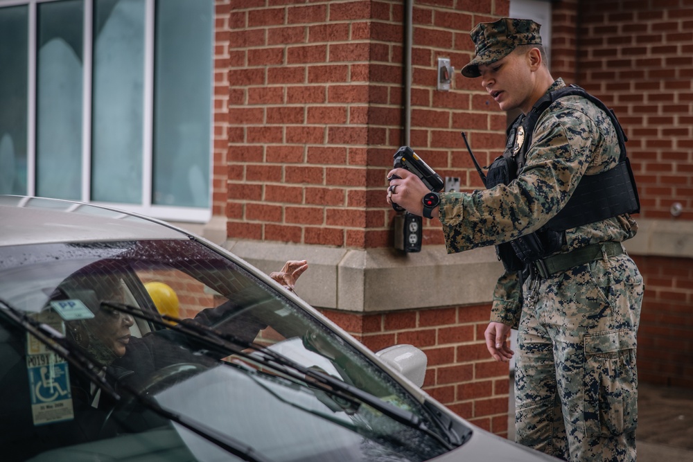 Military Police Officers stand guard at MCBQ