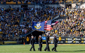 USS John C. Stennis (CVN 74) Colorguard presents colors at Steelers versus Browns