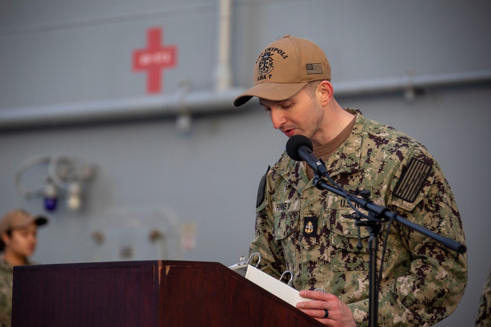 Sailors Aboard USS Tripoli Receive Achievement Awards