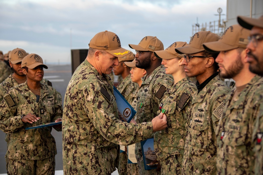 Sailors Aboard USS Tripoli Receive Achievement Awards