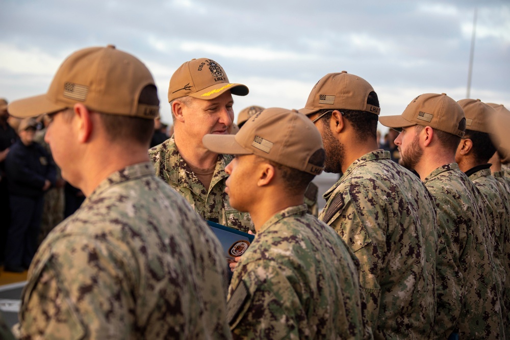 Sailors Aboard USS Tripoli Receive Achievement Awards