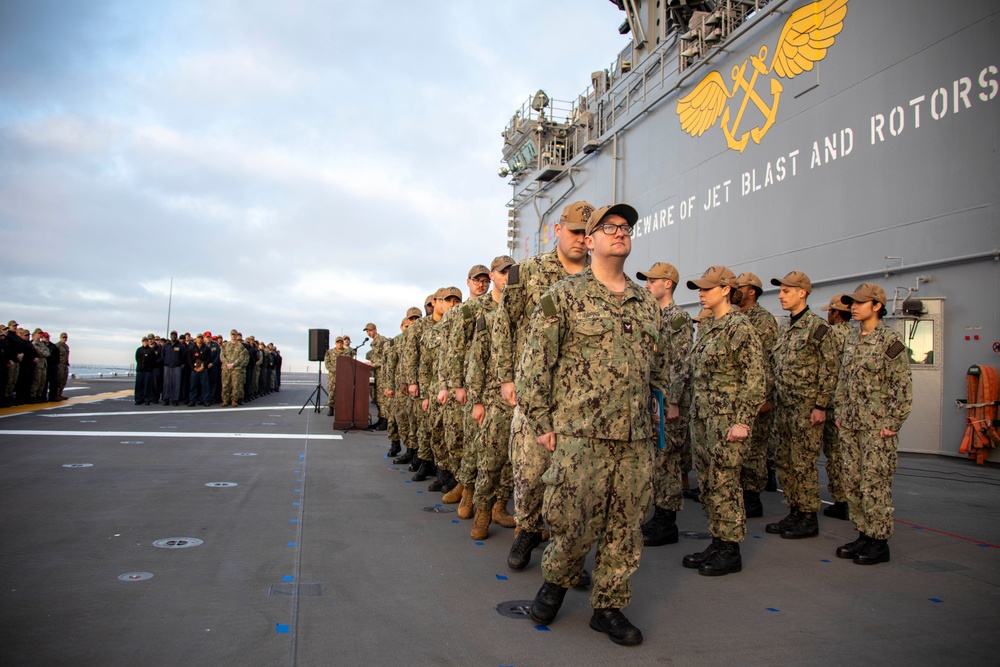 Sailors Aboard USS Tripoli Receive Achievement Awards