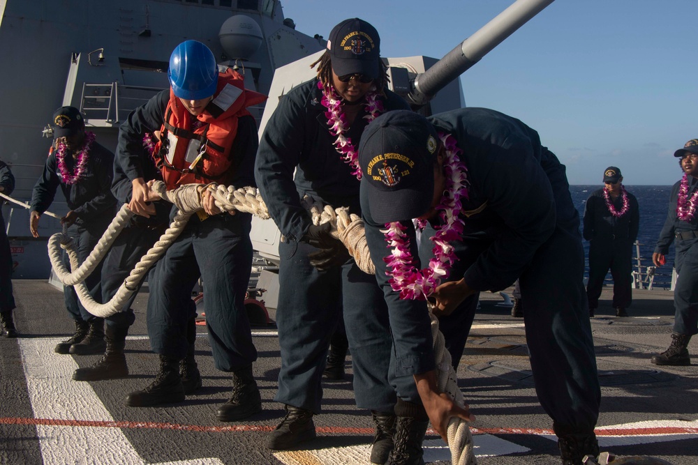 Frank E. Petersen Jr. pulls into Pearl Harbor